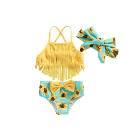 Frobukio Kids Girls 3Pcs Swimsuits Tassel Sling Tank Tops Sunflower Print Shorts Bow Headband Bikini Split Swimwear Set Yellow Green 5-6 Years
Frobukio Kids Girls 3Pcs Swimsuits Tassel Sling Tank Tops Sunflower Print Shorts Bow Headband Bikini Split Swimwear Set Yellow Green 5-6 Years