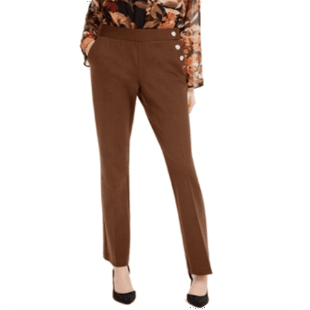 INC International Concepts Women s Side Button Bootcut Pants Brown Size 8