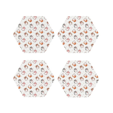 Coasters Set of 4 - Sticker Style Cute Hamster Love Drink Coasters for Tabletop Protection Leather Coasters for Living Room Decor and Housewarming Gift Hexagon
Coasters Set of 4 - Sticker Style Cute Hamster Love Drink Coasters for Tabletop Protection Leather Coasters for Living Room Decor and Housewarming Gift Hexagon