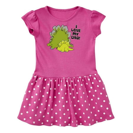 Inktastic I Love my Dad with Baby and Daddy Stegosauruses Gift Toddler Girl Dress