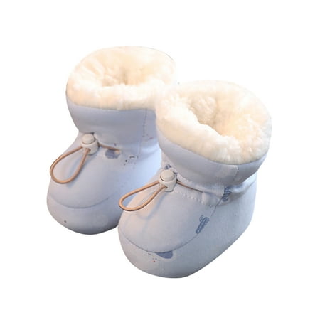 

Ritualay Girls Boys Crib Shoes Plush Lining Cotton Boots Prewalker Stay On Socks Non-slip Lightweight Winter Bootie Cold Weather Walking First Walkers Booties Blue Elephant 5C
