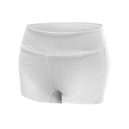 FashionOutfit Women's Slim Fit Basic Wide Waistband Workout Yoga Shorts