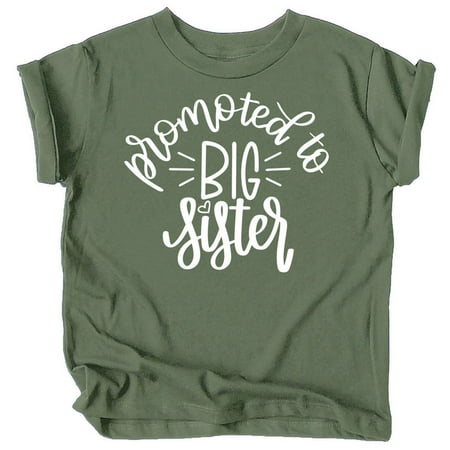 Olive Loves Apple Promoted to Big Sister Colorful Announcement T-Shirt for Baby and Toddler Girls Sibling Outfits Military Green Shirt
Olive Loves Apple Promoted to Big Sister Colorful Announcement T-Shirt for Baby and Toddler Girls Sibling Outfits Military Green Shirt
