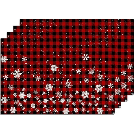 Christmas Red Buffalo Plaid Placemats Set of 4 Snowflake Reversible Place Mats for Dining Table Mats for Xmas Holiday Party Decorations 12x18 Inch
Christmas Red Buffalo Plaid Placemats Set of 4 Snowflake Reversible Place Mats for Dining Table Mats for Xmas Holiday Party Decorations 12x18 Inch