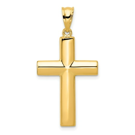 14k Yellow Gold Hollow Latin Cross Pendant