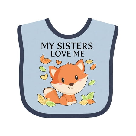 Inktastic My Sisters Love Me- little fox Gift Baby Boy or Baby Girl Bib