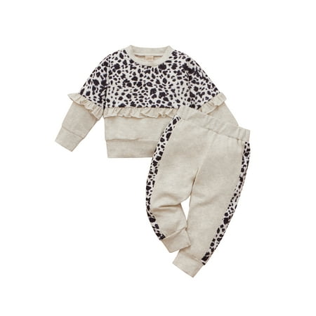 Fiomva Girls Set Leopard Print Clothes Contrast Color Long Sleeve O-neck Tops with Ruffle with Elastic Waist Trousers
Fiomva Girls Set Leopard Print Clothes Contrast Color Long Sleeve O-neck Tops with Ruffle with Elastic Waist Trousers