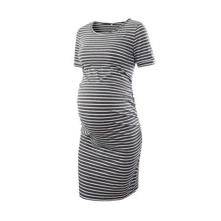 Egmy Woman O-Neck Stripe Short Sleeve Breast-Feeding Pregnant Maternity Nursing Dress
Egmy Woman O-Neck Stripe Short Sleeve Breast-Feeding Pregnant Maternity Nursing Dress