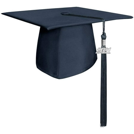 Endea Graduation Matte Cap & Tassel with Silver Date Drop (2021 Navy Blue)