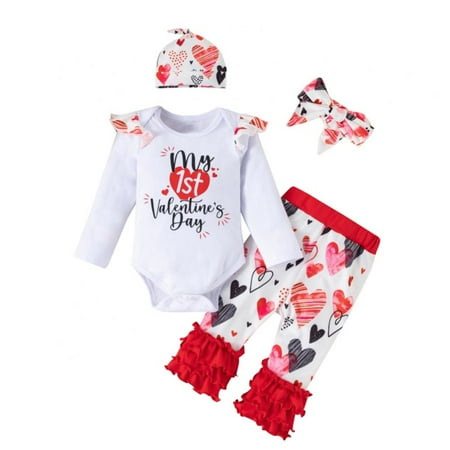 Baozhu 0-18 M Baby Girl Love Print Ruffled Long Sleeve Romper Lace Pants Hat Headband Valentine Outfits 0-18 Months,4pcs/set
Baozhu 0-18 M Baby Girl Love Print Ruffled Long Sleeve Romper Lace Pants Hat Headband Valentine Outfits 0-18 Months,4pcs/set