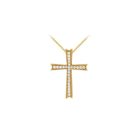 April Birthstone Cubic Zirconia cross Pendant in 18K Yellow Gold Vermeil