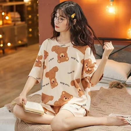 CoCopeaunt New Style Pajamas Womens Summer Short Sleeve Shorts Two Piece Suit Thin Student Spring Summer Net Red Home Clothes
CoCopeaunt New Style Pajamas Womens Summer Short Sleeve Shorts Two Piece Suit Thin Student Spring Summer Net Red Home Clothes