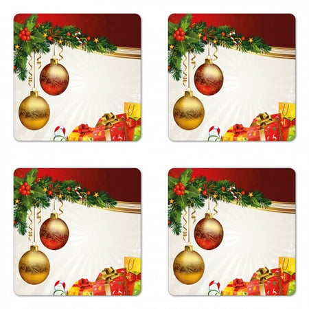 Christmas Coaster Set of 4 Yule Eve Balls Baubles Ribbon Present Boxes Fir Tree Greeting Celebration Theme Square Hardboard Gloss Coasters Standard Size Multicolor by Ambesonne
Christmas Coaster Set of 4 Yule Eve Balls Baubles Ribbon Present Boxes Fir Tree Greeting Celebration Theme Square Hardboard Gloss Coasters Standard Size Multicolor by Ambesonne