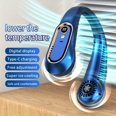 JZJDEWLO 1pc Portable Neck Fan USB rechargeable Personal mini Fan with digital Display 18.2cm*7.24cm Adjustable Super Ice cooling Safe & comfortable for Office Sport & Outdoor Us
JZJDEWLO 1pc Portable Neck Fan USB rechargeable Personal mini Fan with digital Display 18.2cm*7.24cm Adjustable Super Ice cooling Safe & comfortable for Office Sport & Outdoor Us