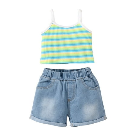 18 Months Baby Girl Clothes 24 Months Toddler Baby Girls Summer 2PCS Outfits Stripe Sleeveless Top Denim Shorts Set Green
18 Months Baby Girl Clothes 24 Months Toddler Baby Girls Summer 2PCS Outfits Stripe Sleeveless Top Denim Shorts Set Green