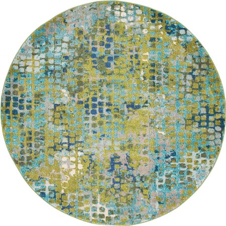 Contemporary Prismatic Collection Area Rug in Aqua Color and Rectangle, Round, Runner Shape