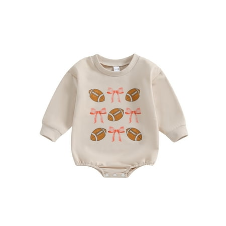 Suealasg Newborn Girl Fall Bubble Romper Long Sleeve Crew Neck Bow Football Print Bodysuit Baby Girl Clothes
Suealasg Newborn Girl Fall Bubble Romper Long Sleeve Crew Neck Bow Football Print Bodysuit Baby Girl Clothes