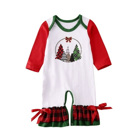 Inevnen Newborn Baby Girls Christmas Romper Long Sleeve Tree Print Ruffled Patchwork Jumpsuit
Inevnen Newborn Baby Girls Christmas Romper Long Sleeve Tree Print Ruffled Patchwork Jumpsuit
