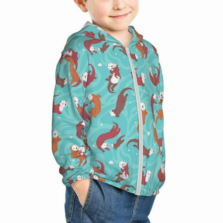 Uemuo Sea Otters Family In Blue Water Pattern Rash Guard for Boys Girls Long Sleeve Swim Shirts UPF 50+ UV Sun Protection Hooded Fishing Shirt with Pocket for Kid-3 Years
Uemuo Sea Otters Family In Blue Water Pattern Rash Guard for Boys Girls Long Sleeve Swim Shirts UPF 50+ UV Sun Protection Hooded Fishing Shirt with Pocket for Kid-3 Years