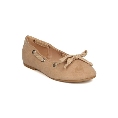 New Girl Betani Lily-1 Faux Suede Bow Tie Ballerina Flat