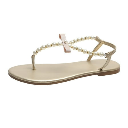 Women s Flat Flip-flop Summer Beach Clip Toe Slipper Pearl Beaded Bow Flat Sandals Solid Color Flat Slippers Adjustable Ankle Buckle Sandals Khaki 7.5
Women s Flat Flip-flop Summer Beach Clip Toe Slipper Pearl Beaded Bow Flat Sandals Solid Color Flat Slippers Adjustable Ankle Buckle Sandals Khaki 7.5