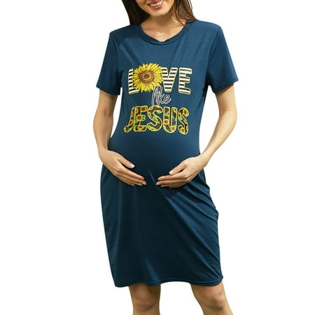 HGWXX7 Maternity Clothing Women Maternity Casual Short Sleeve CrewNeck Floral Letter Printed Loose Beach Dress
HGWXX7 Maternity Clothing Women Maternity Casual Short Sleeve CrewNeck Floral Letter Printed Loose Beach Dress