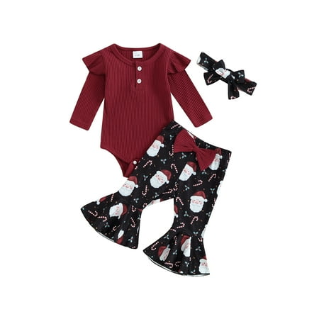 Frobukio Baby Girls 3PCS Outfits Christmas Ribbed Long Sleeves Romper Elastic Flared Pants Headband Clothes
Frobukio Baby Girls 3PCS Outfits Christmas Ribbed Long Sleeves Romper Elastic Flared Pants Headband Clothes