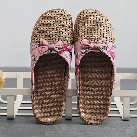Egmy Women S Casual Butterfly Knot Slip On Slides Indoor Home Slippers Shoes