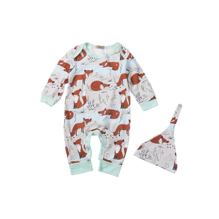 Gwiyeopda Baby s Two-Piece Suit Cute Cartoon Fox Print Long Sleeve Round Neck Romper + Hat for Birthday Party
Gwiyeopda Baby s Two-Piece Suit Cute Cartoon Fox Print Long Sleeve Round Neck Romper + Hat for Birthday Party
