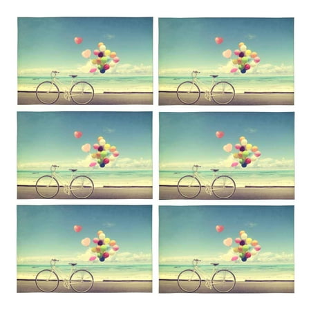 MKHERT Summer Vintage Bicycle with Heart Balloons On Beach Blue Sky Placemats Table Mats for Dining Room Kitchen Table Decoration 12x18 inch Set of 6
MKHERT Summer Vintage Bicycle with Heart Balloons On Beach Blue Sky Placemats Table Mats for Dining Room Kitchen Table Decoration 12x18 inch Set of 6