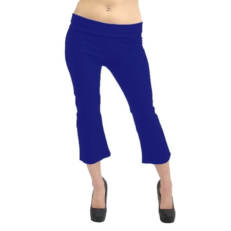 Vivian's Fashions Yoga Pants - Capri, Misses Size (Royal Blue, S)