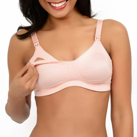 Maternity Molded Micro Nursing Bra with Lace Overlay