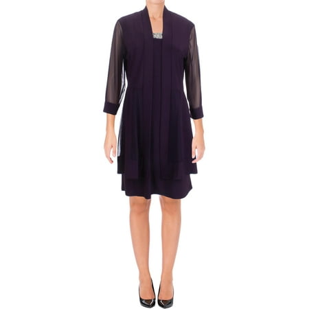 R&M Richards NEW Purple Womens Size 14 Beaded Jacket Sheath Dress Set
