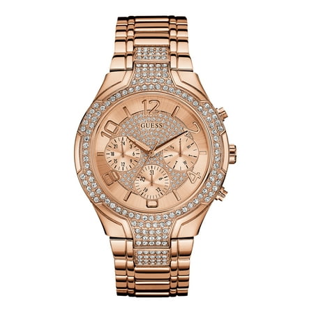 Guess Women W0628L4 Round Multifunctions Dial Stainless Rosegold Band Watch