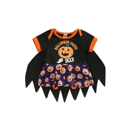 Calsunbaby Newborn Baby Girls Halloween Romper Cute Pumpkin Print Short Sleeve Cloak Bodysuit for Girls Black 6-12 Months
Calsunbaby Newborn Baby Girls Halloween Romper Cute Pumpkin Print Short Sleeve Cloak Bodysuit for Girls Black 6-12 Months