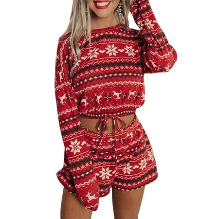 Enwejyy Women s Christmas Snow Print Shorts And T-Shirt Outfits Homewear Pajamas Loungewear Sets
Enwejyy Women s Christmas Snow Print Shorts And T-Shirt Outfits Homewear Pajamas Loungewear Sets