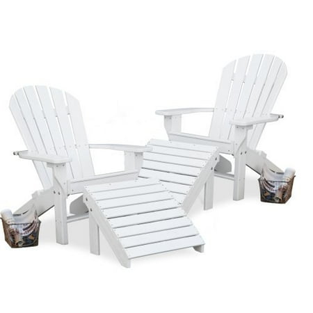 Jayhawk Plastics Recycled Plastic Seaside Adirondack Chair Set With Ottomans