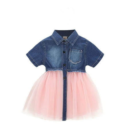 Kucnuzki Toddler Girl Clothes 3T Summer Dress 4T Short Sleeve Button Denim Upper Mesh Hemline Dress Blue
Kucnuzki Toddler Girl Clothes 3T Summer Dress 4T Short Sleeve Button Denim Upper Mesh Hemline Dress Blue