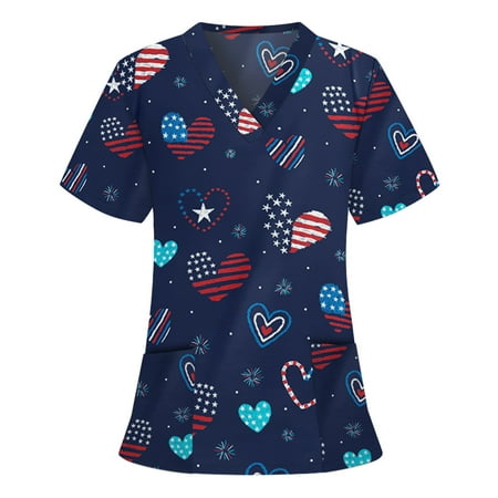 Women Casual Nurses Scrub Top Heart Print Short Sleeve V Neck Shirts Summer Casual Nursing Work Tunic Uniform
Women Casual Nurses Scrub Top Heart Print Short Sleeve V Neck Shirts Summer Casual Nursing Work Tunic Uniform