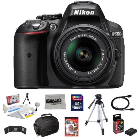 Nikon D5300 24.2MP Digital SLR Camera with 18-55mm f\/3.5-5.6G AF-S DX Lens + 16GB + 54\ Nikon D5300 24.2MP Digital SLR Camera with 18-55mm f\/3.5-5.6G AF-S DX Lens + 16GB + 54\