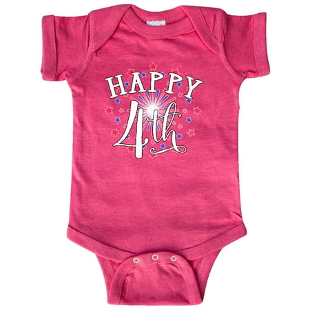 Inktastic Happy 4th- Fourth of July firework Gift Baby Boy or Baby Girl Bodysuit