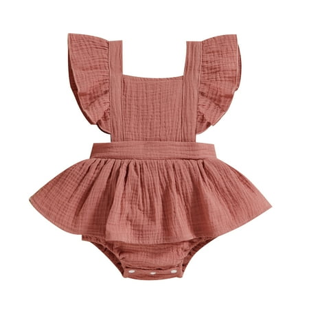 Toddler Baby Girls Backless Romper Dress Solid Color Square Neck Summer Casual Fly Sleeve Newborn Jumpsuit 0-24 Months
Toddler Baby Girls Backless Romper Dress Solid Color Square Neck Summer Casual Fly Sleeve Newborn Jumpsuit 0-24 Months