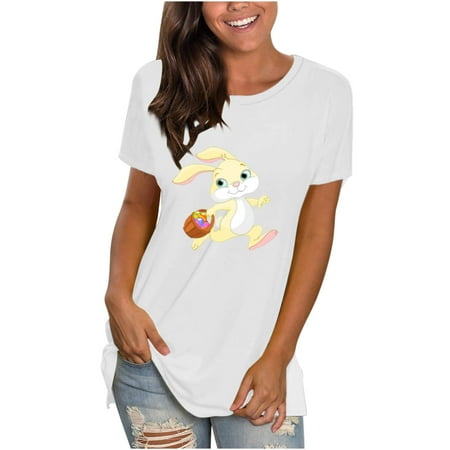 Happy Easter Womens T Shirt Short Sleeve Crew Neck Rabbit Eggs Graphic Tee Tops Scrub Top Blouse Tops
Happy Easter Womens T Shirt Short Sleeve Crew Neck Rabbit Eggs Graphic Tee Tops Scrub Top Blouse Tops