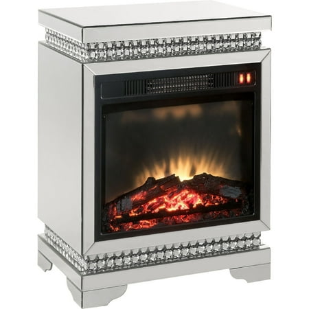 Electric Fireplace with Mirror Panel Framing and Faux Diamonds Silver- Saltoro Sherpi
Electric Fireplace with Mirror Panel Framing and Faux Diamonds Silver- Saltoro Sherpi