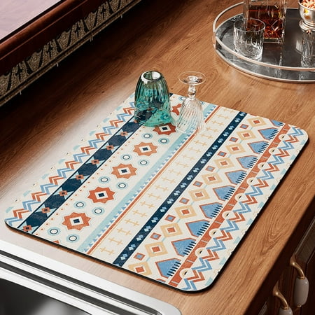 NUOLUX Bohemia Style Water Absorption Pad Dish Drying Mat Super Absorbent Drying Mat