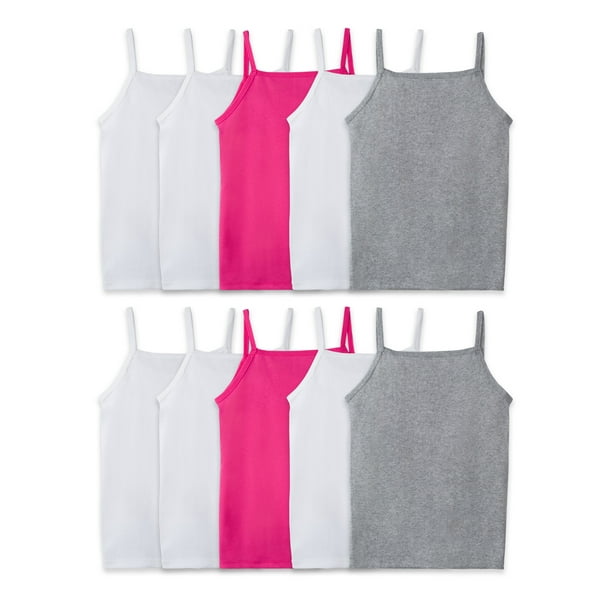 Fruit of the Loom Girls Cami, 10 Pack Assorted Wear Me Two Ways Layering Cami (Little Girls & Big Girls)