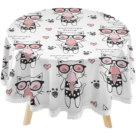 Hyjoy Cute Cat Pink Kitten Round Tablecloth 60inch Indoor Wrinkle Free Summer Ice Cream Circular Lace Table Cover Washable for Kitchen Party BBQ Dining Decor
Hyjoy Cute Cat Pink Kitten Round Tablecloth 60inch Indoor Wrinkle Free Summer Ice Cream Circular Lace Table Cover Washable for Kitchen Party BBQ Dining Decor
