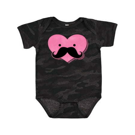 Inktastic Kawaii Mustache Heart Gift Baby Girl Bodysuit