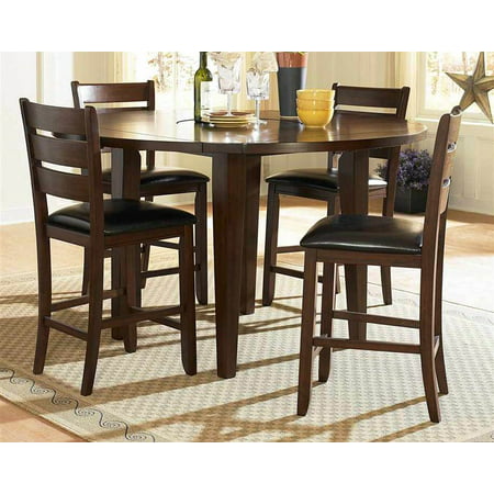 5-Pc Round Counter Height Dining Table Set w Padded Chairs