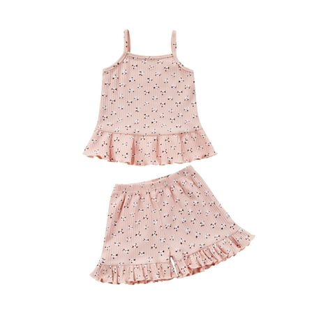 Suanret Kids Baby Girls 2Pcs Clothes Sets Floral Print Ruffles Knitted Sling Tops+Elastic Shorts Outfits Pink 18-24 Months
Suanret Kids Baby Girls 2Pcs Clothes Sets Floral Print Ruffles Knitted Sling Tops+Elastic Shorts Outfits Pink 18-24 Months
